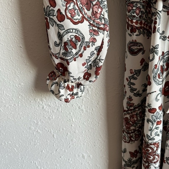 Size 14 Banana Republic Cream Paisley Midi Dress with Rust Accents - Picture 6 of 10